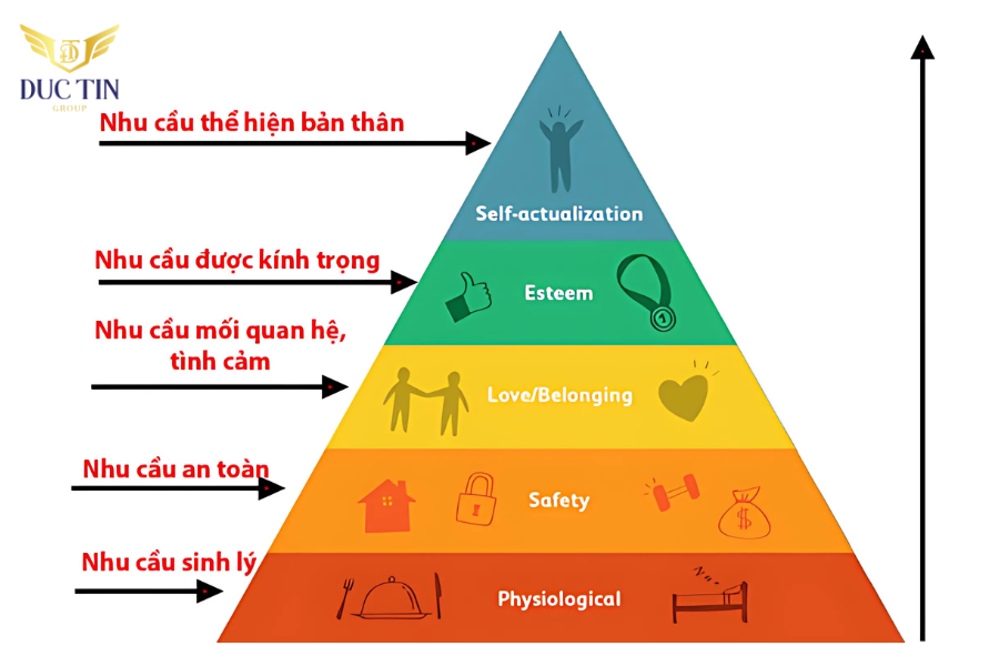 Tháp nhu cầu Maslow là mô hình mô tả 5 bậc nhu cầu của con người